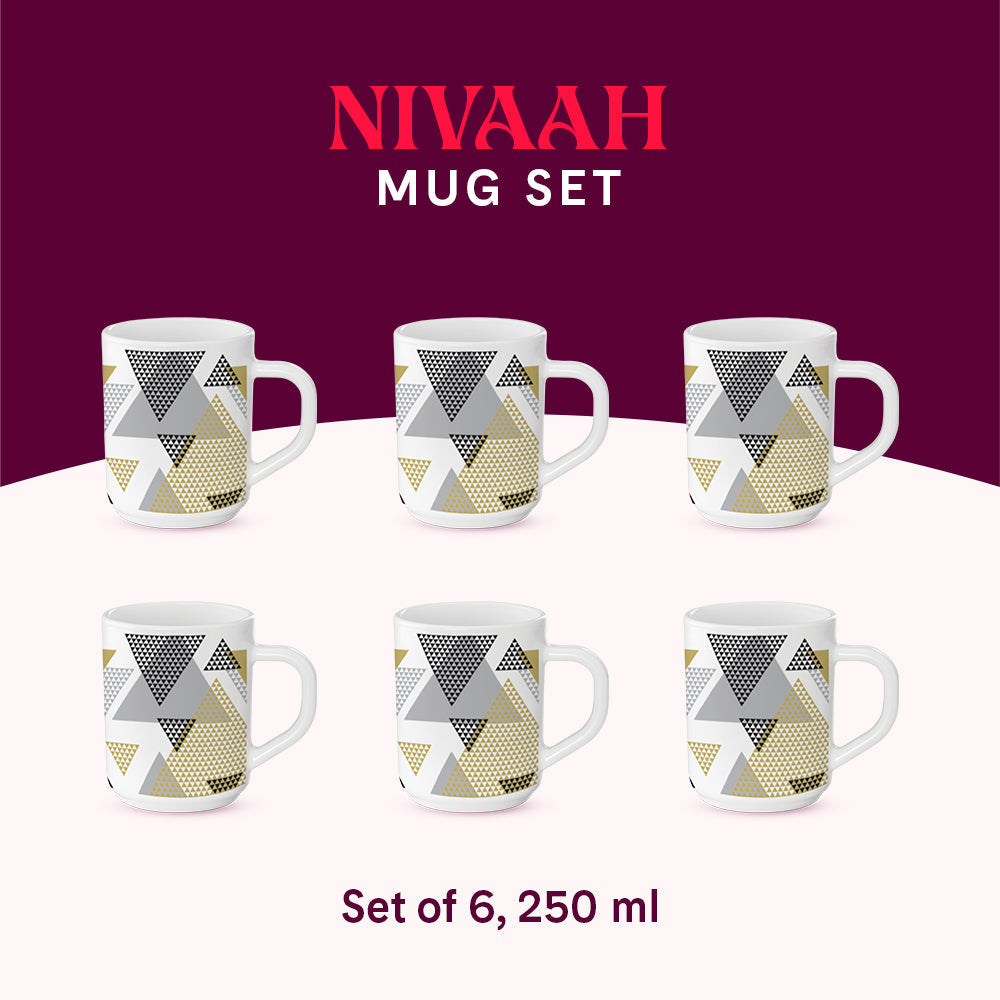 Larah by Borosil Nivaah Mug Set, 240ml x 2