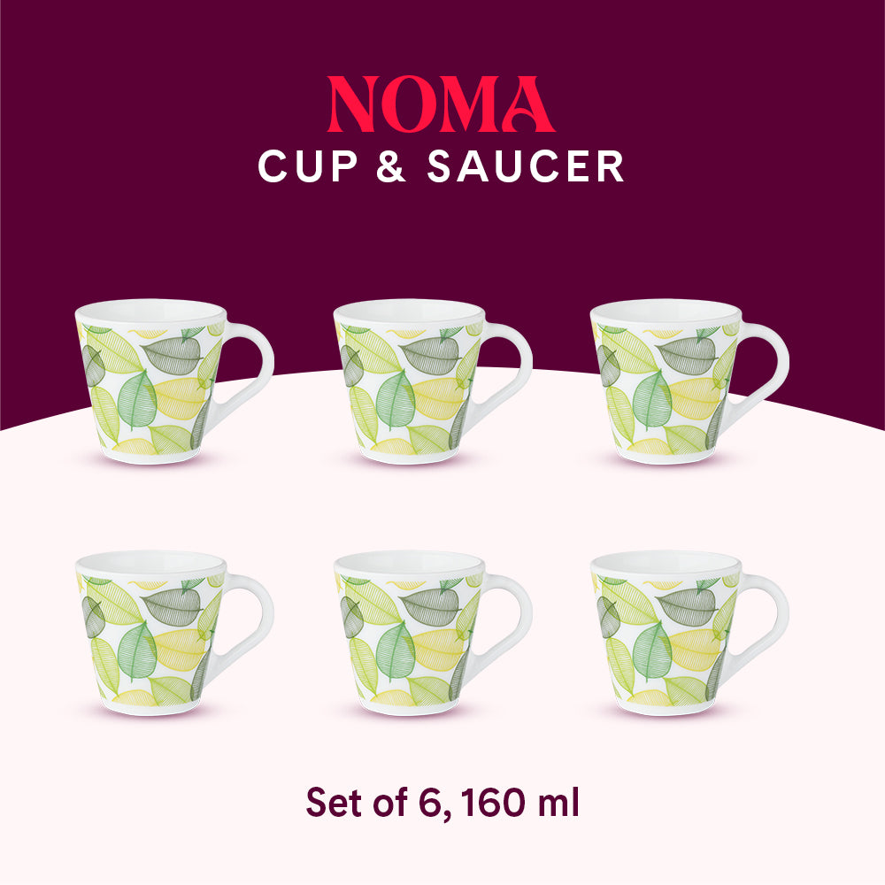 Larah by Borosil Novelty Noma Mug Set, 280ml x 4