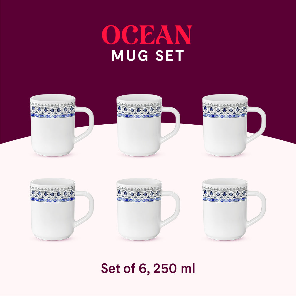 Larah by Borosil Ocean Mug Set, 240ml x 2