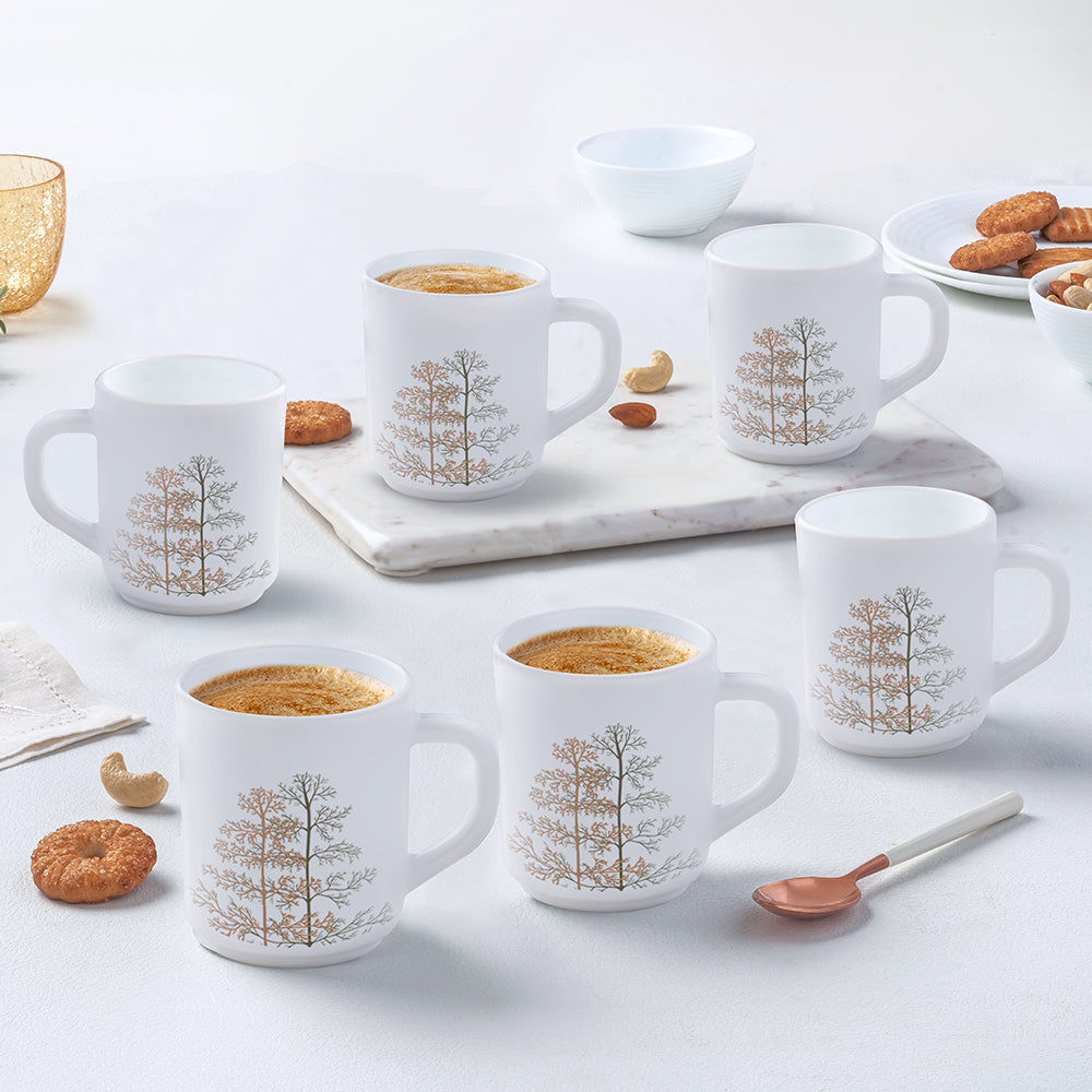 Larah by Borosil Pine Mug Set, 240ml x 2