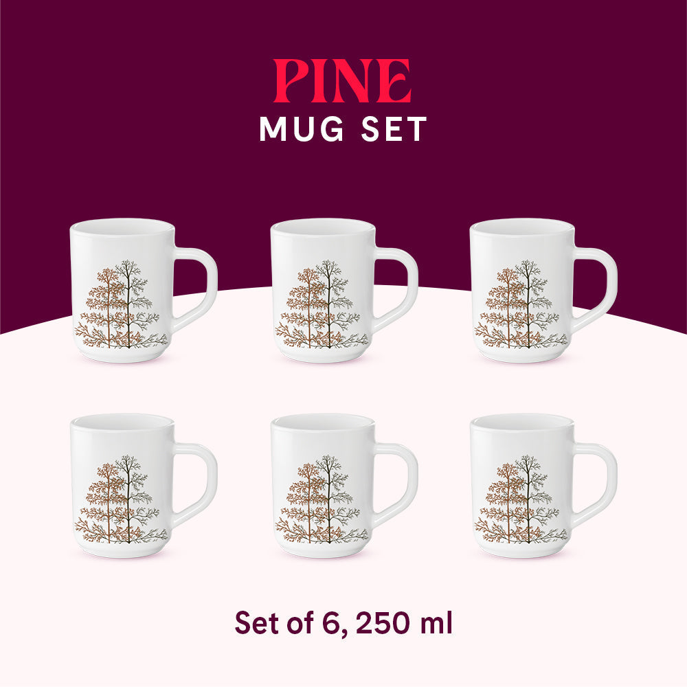 Larah by Borosil Pine Mug Set, 240ml x 2
