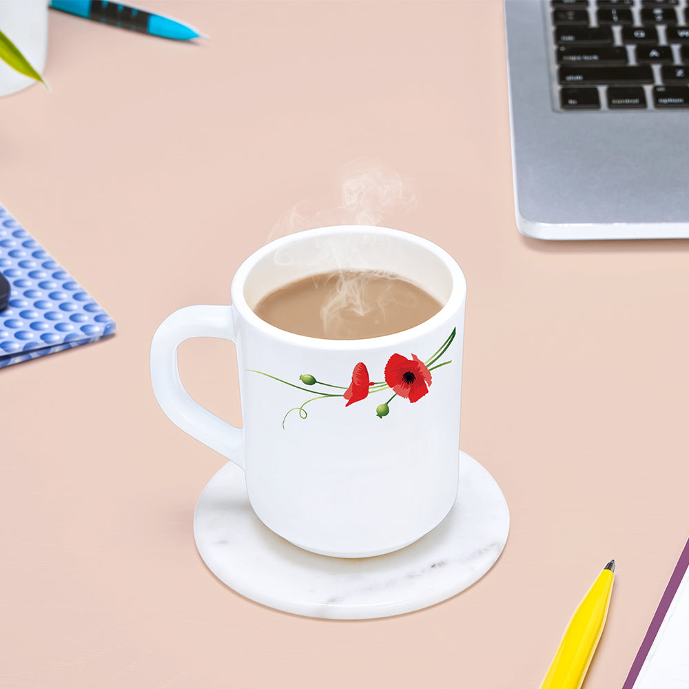 Larah by Borosil Red Carnation Mug Set, 180ml x 12