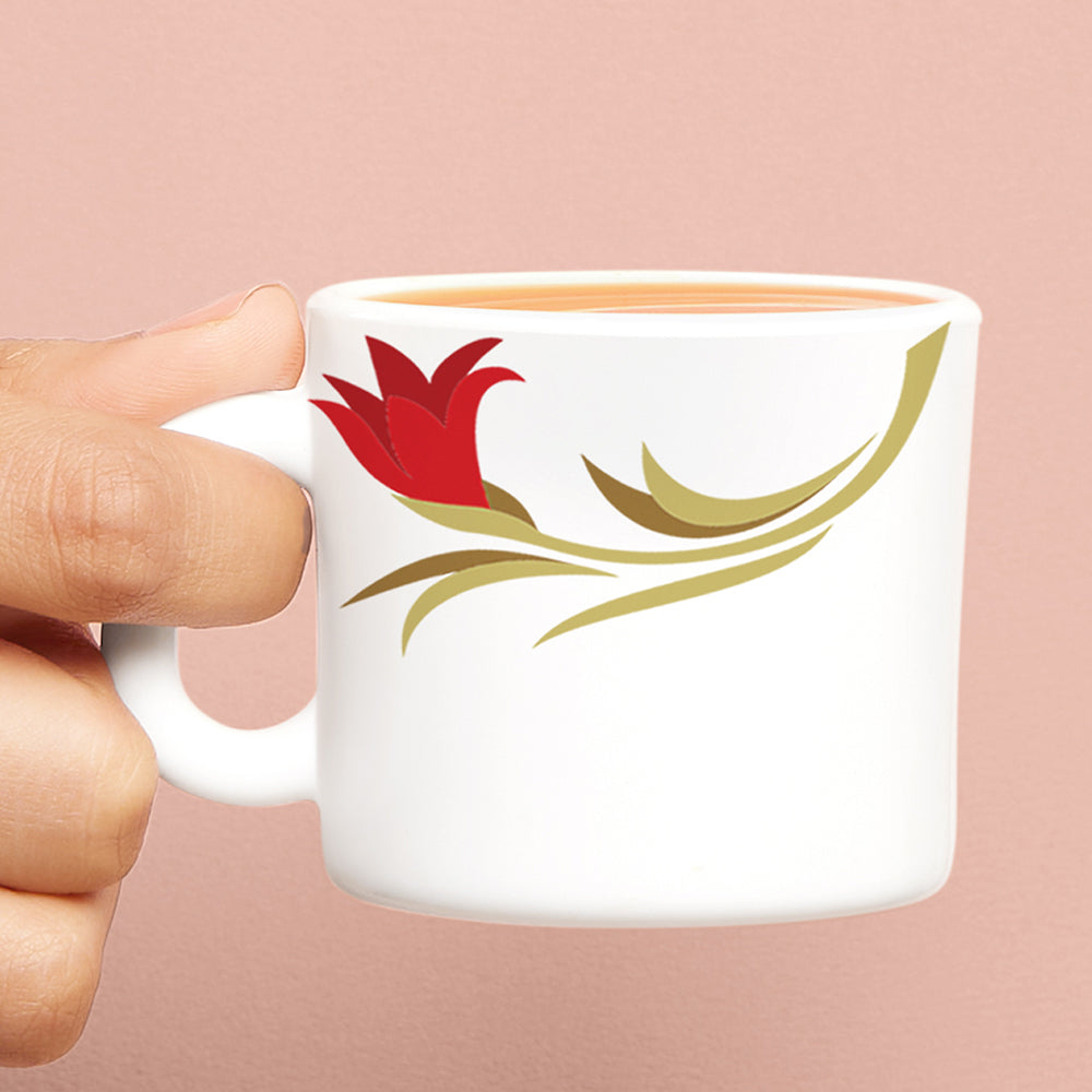 Larah by Borosil Red Lily Mug Set, 180ml x 6