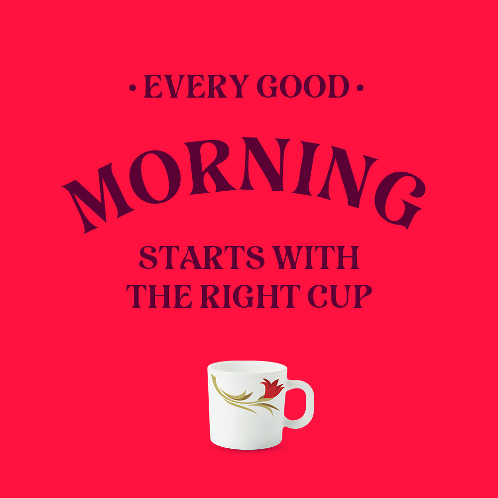 Larah by Borosil Red Lily Mug Set, 180ml x 6