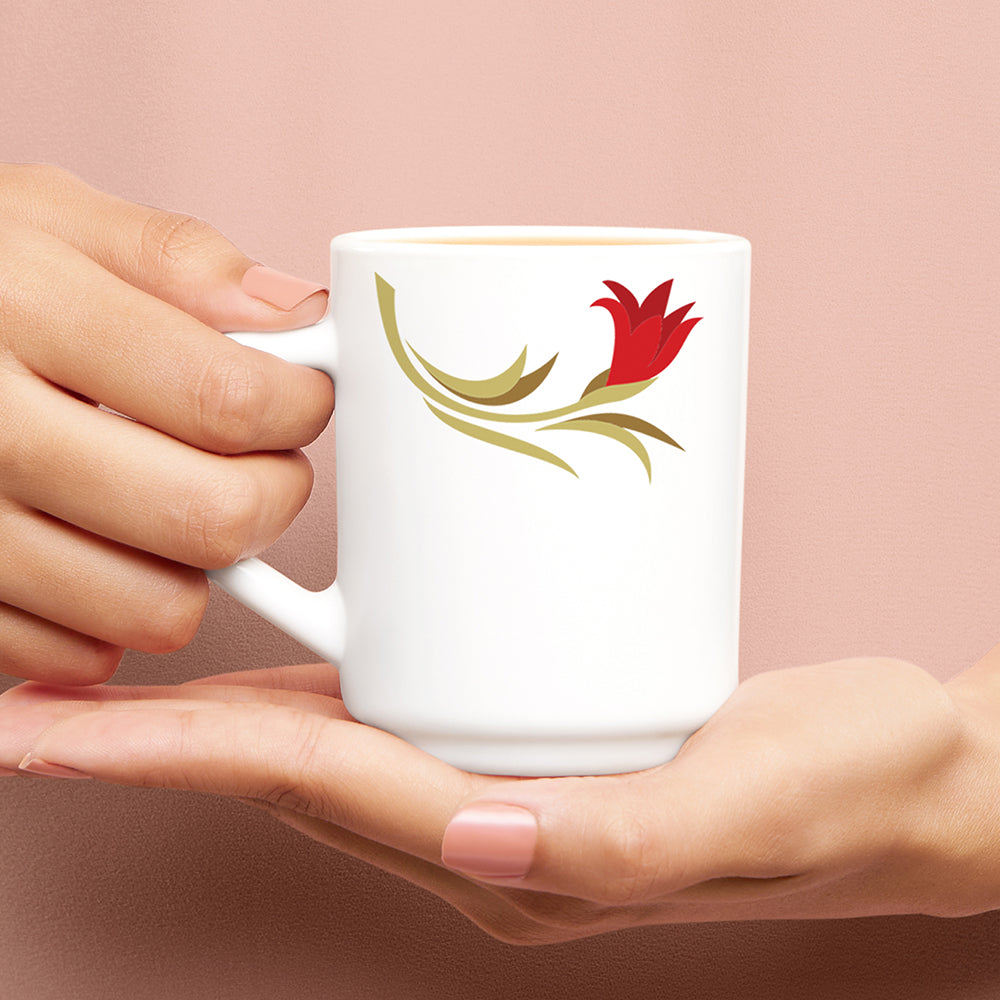 Larah by Borosil Red Lily Mug Set, 180ml x 6
