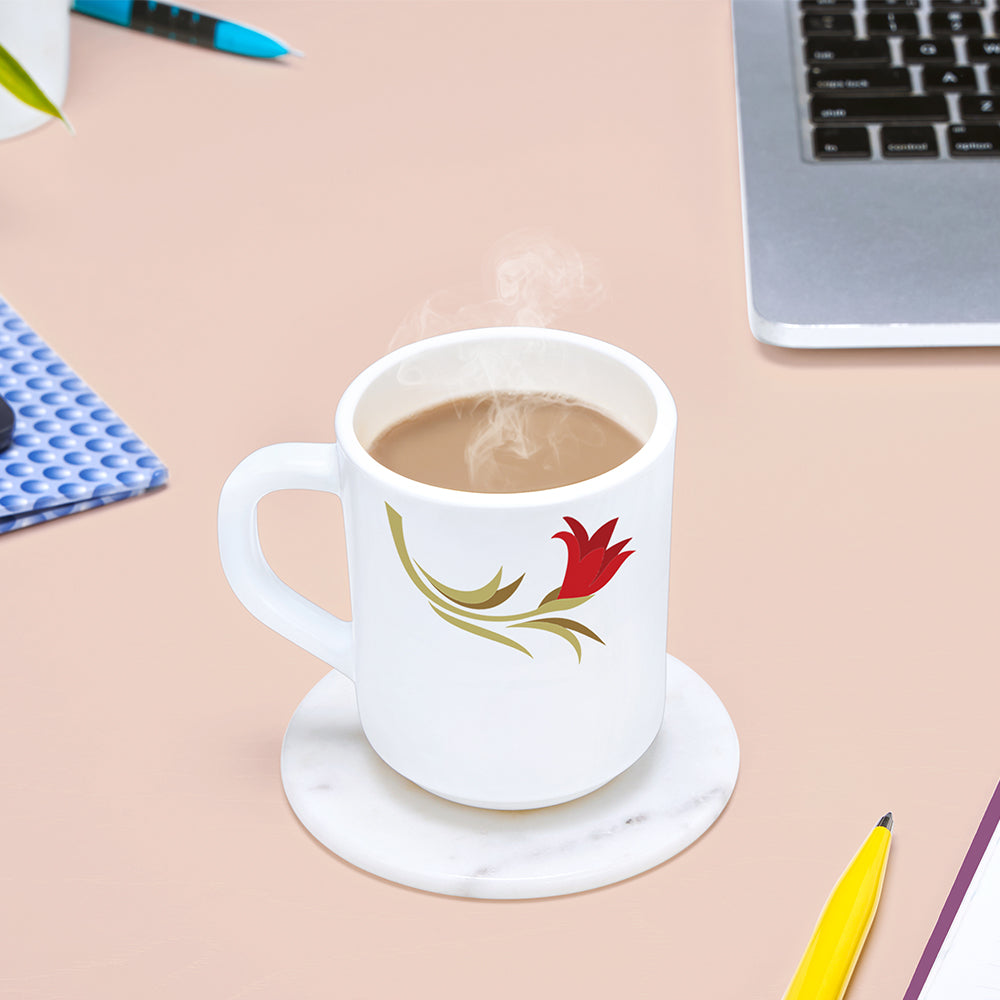 Larah by Borosil Red Lily Mug Set, 180ml x 6