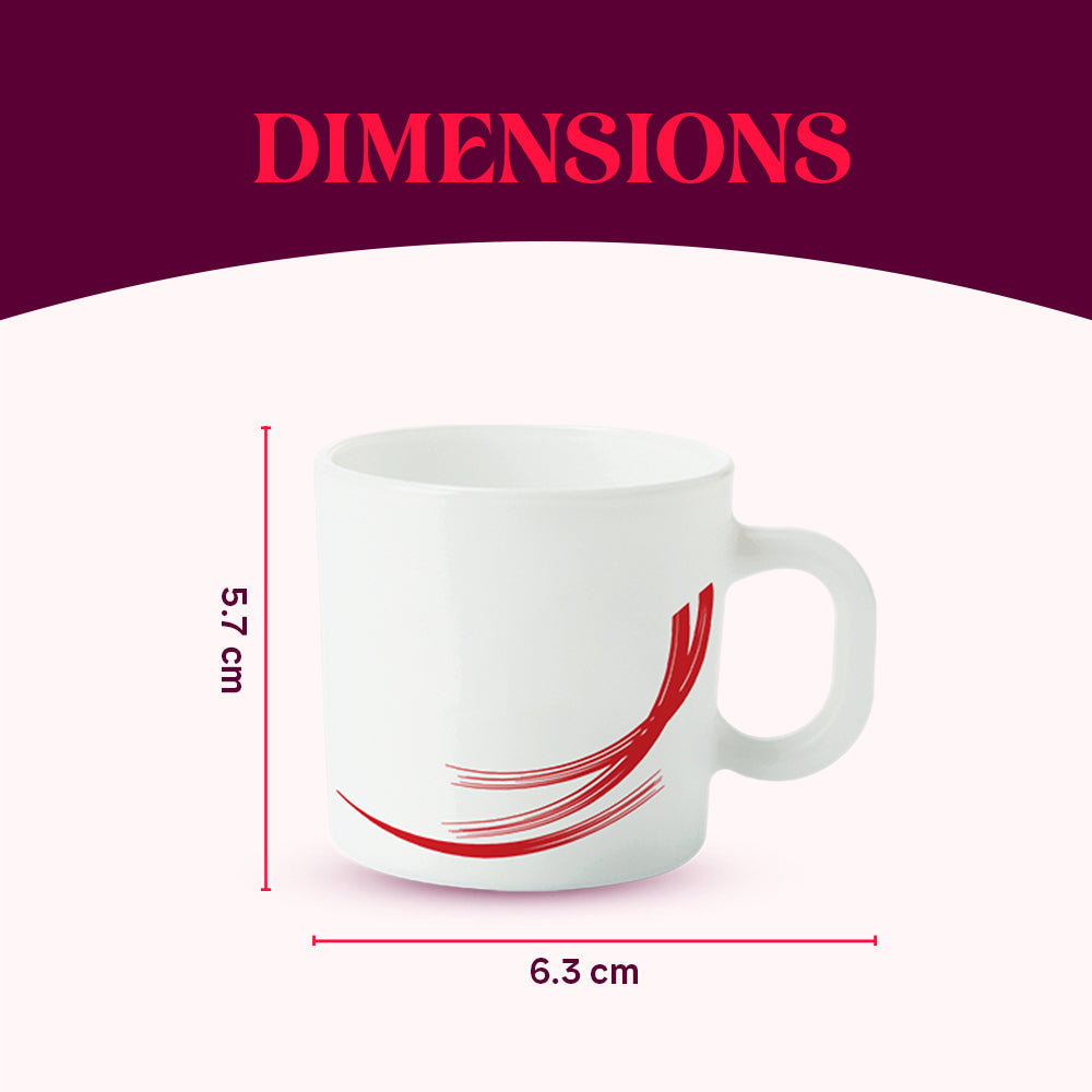 Larah by Borosil Red Stella Mug Set, 180ml x 6