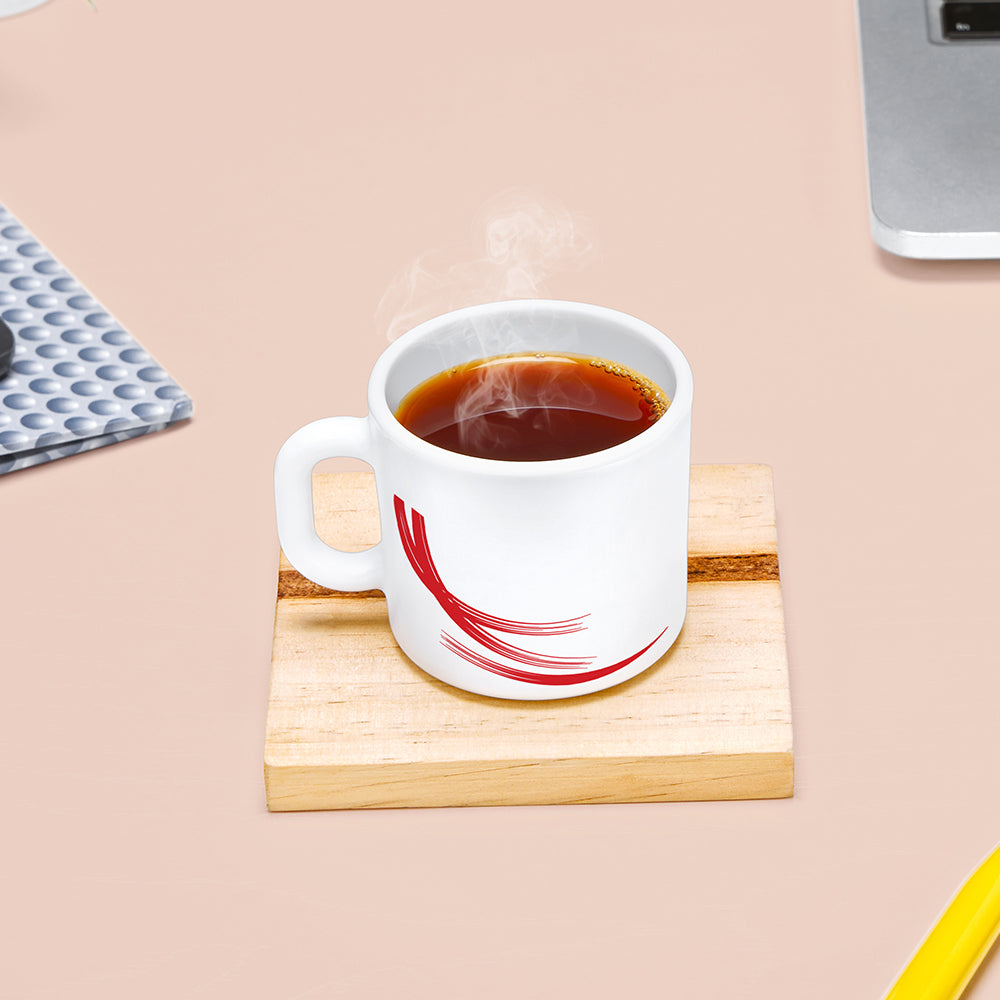 Larah by Borosil Red Stella Mug Set, 180ml x 12