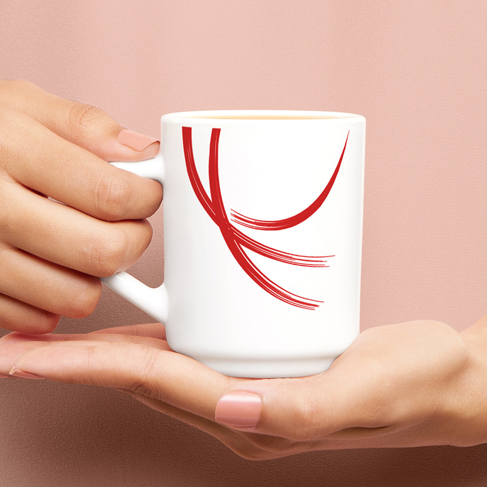 Larah by Borosil Red Stella Mug Set, 180ml x 12