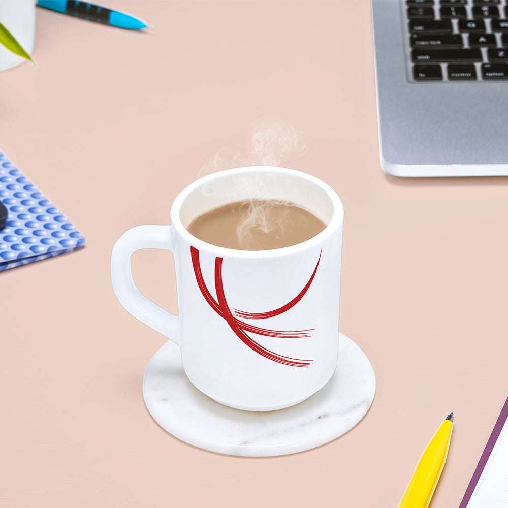 Larah by Borosil Red Stella Mug Set, 180ml x 6