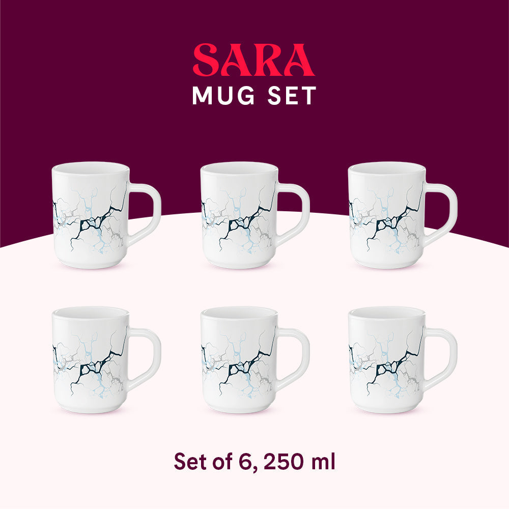 Larah by Borosil Sara Mug Set, 180ml x 12