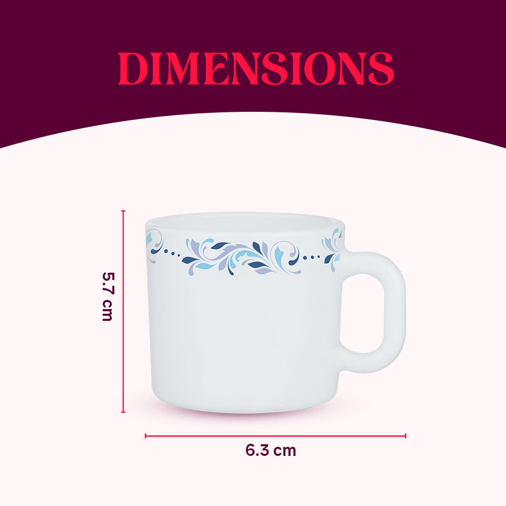 Larah by Borosil Skyleaf Mug Set, 180ml x 6