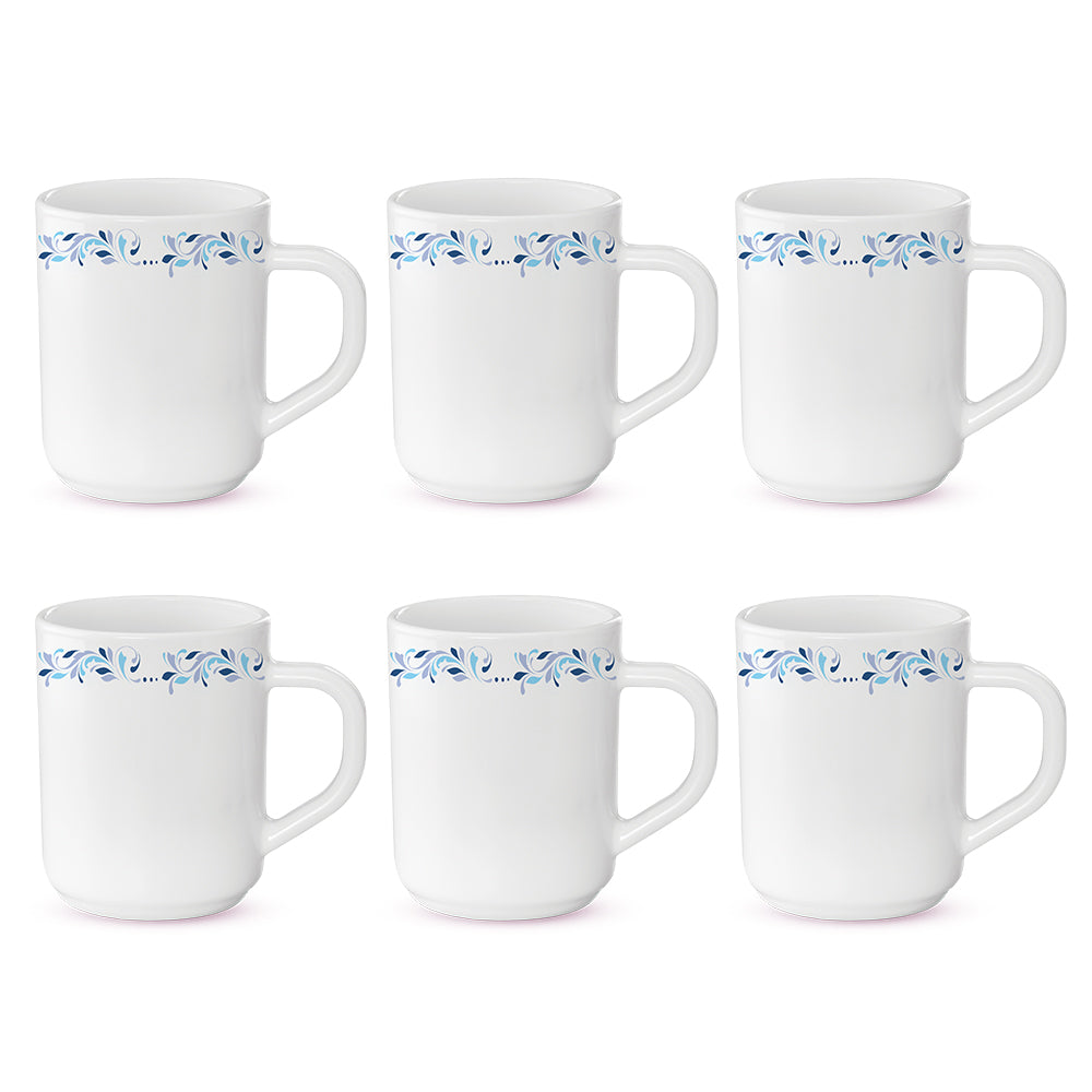 Larah by Borosil Skyleaf Mug Set, 180ml x 6