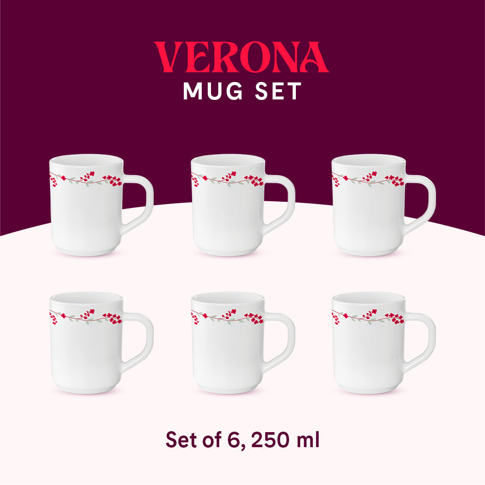 Larah by Borosil Verona Mug Set, 12 x 180ml