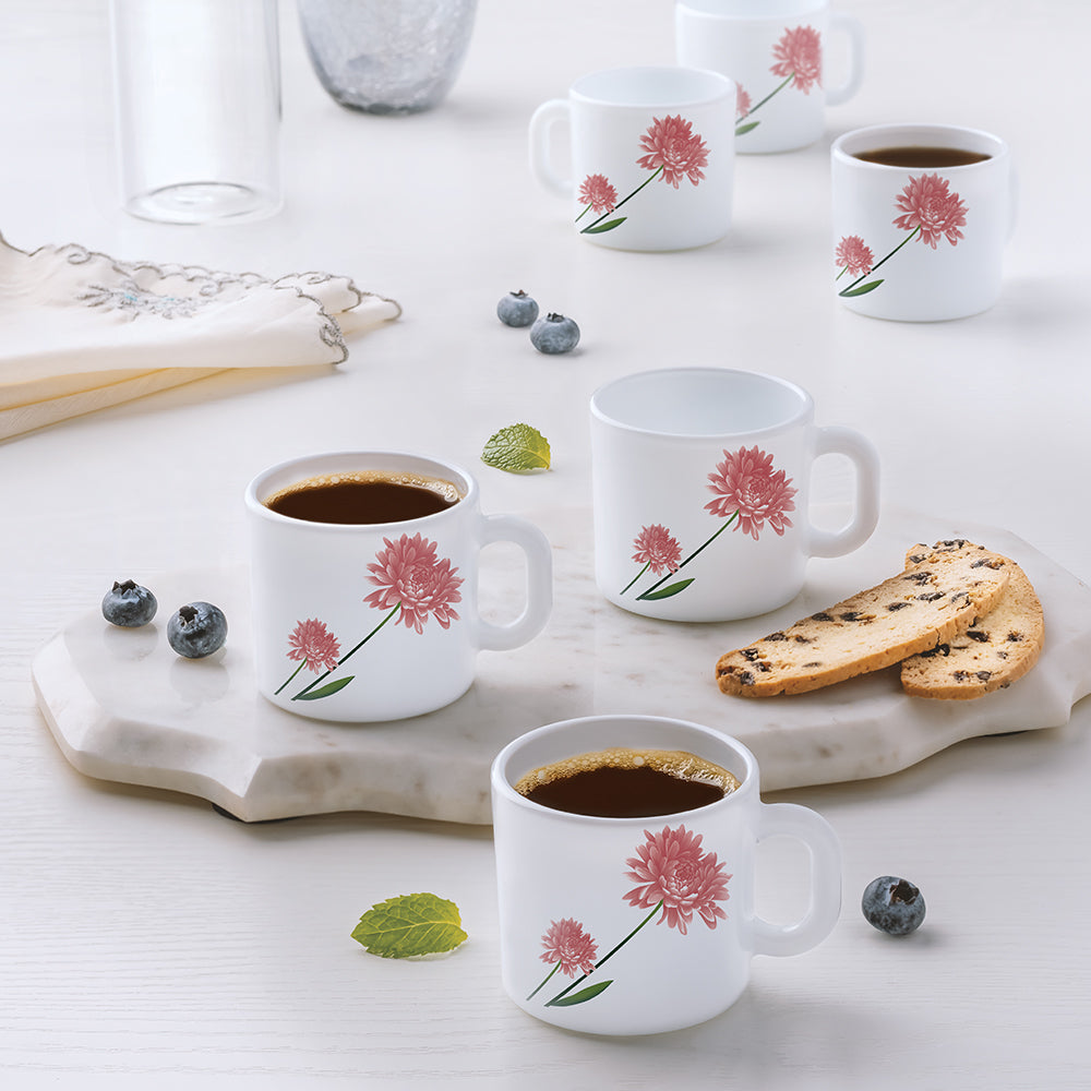 Larah by Borosil Nargis Mug Set, 320ml x 4