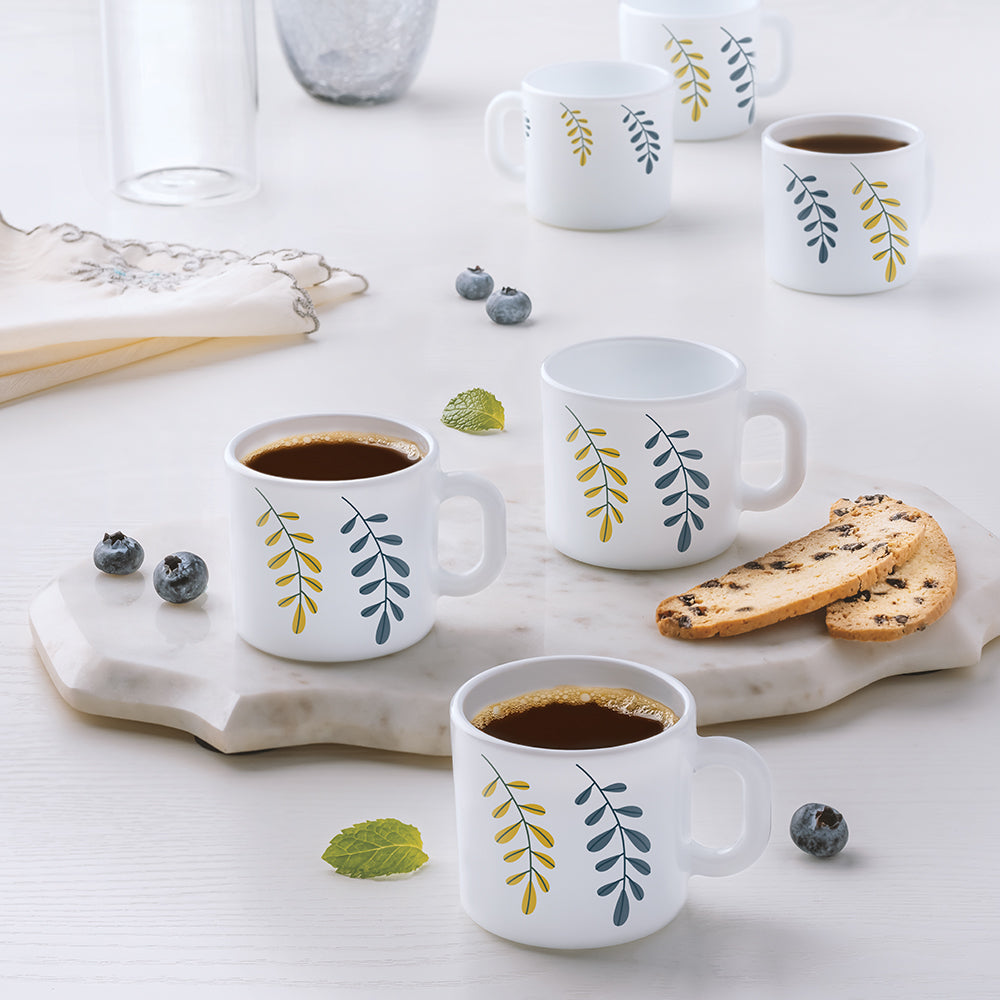 Larah by Borosil Niva Mug Set, 320ml x 4