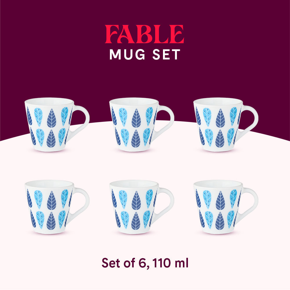 Larah by Borosil Novelty Fable Mug Set, 280ml x 4