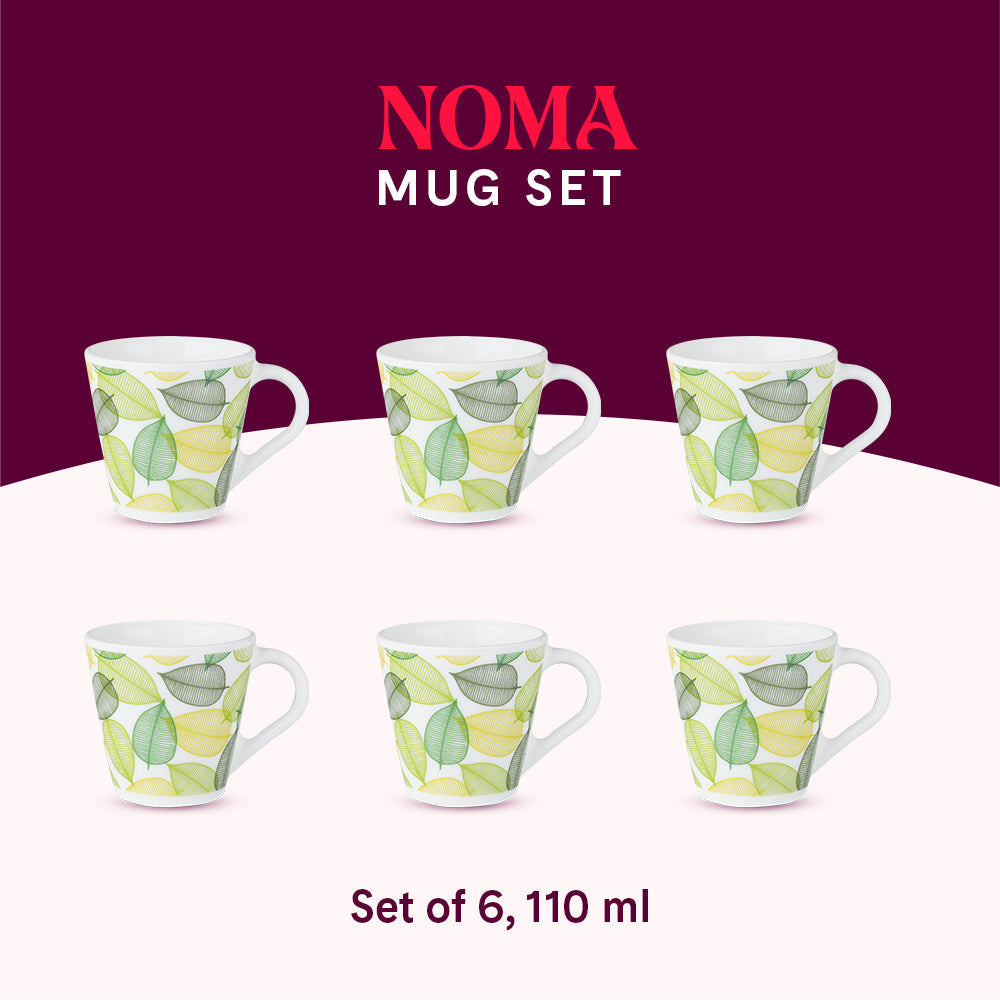 Larah by Borosil Novelty Noma Mug Set, 280ml x 4