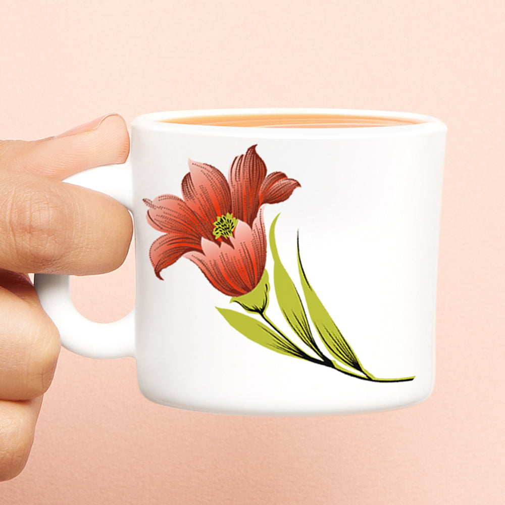 Larah by Borosil Red Iris Mug Set, 240ml x 2
