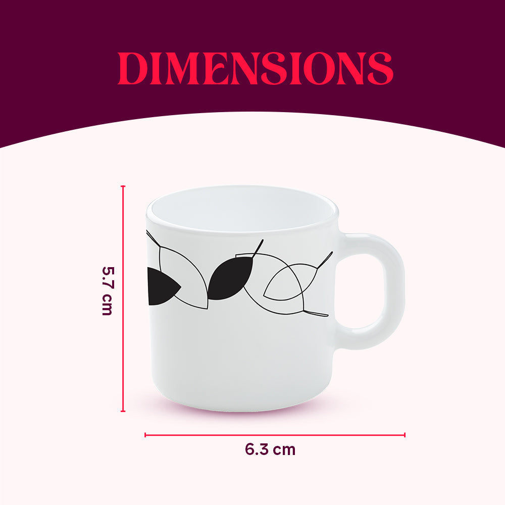 Larah by Borosil Shadow Mug Set, 180ml x 6