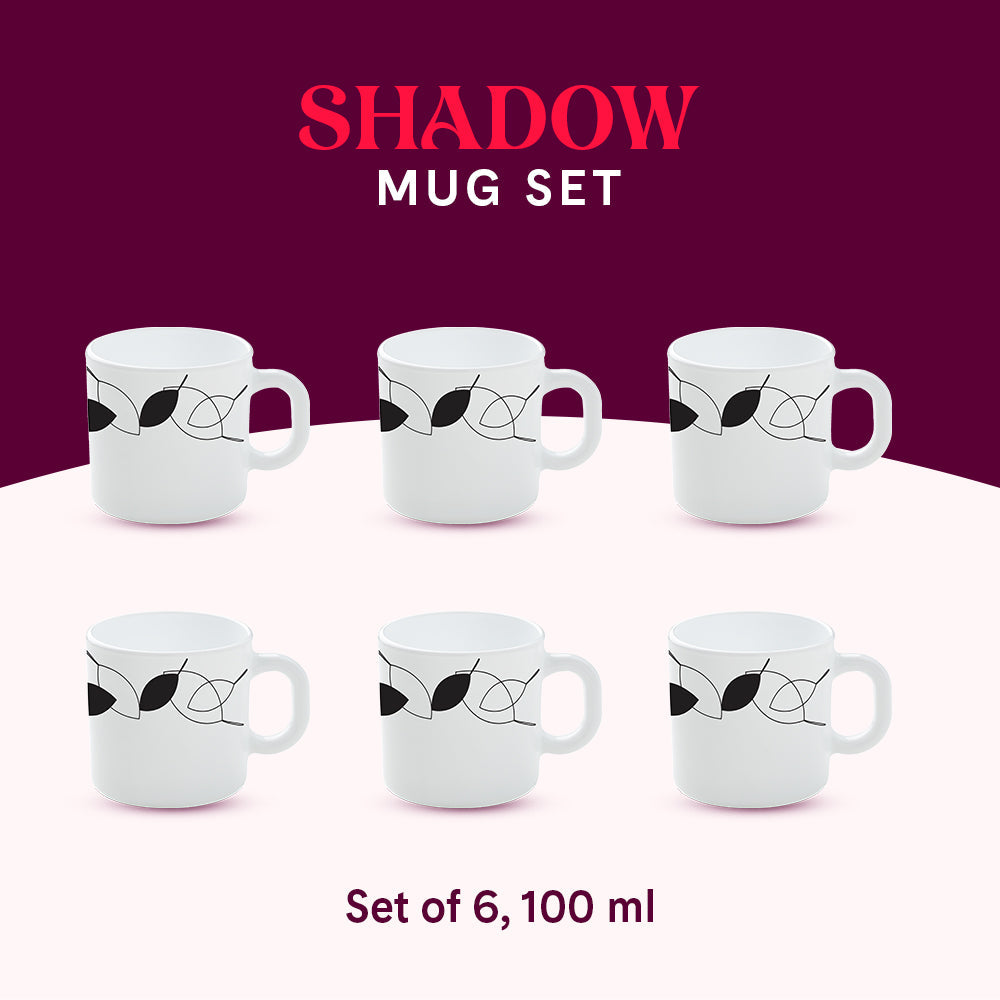 Larah by Borosil Shadow Mug Set, 180ml x 6