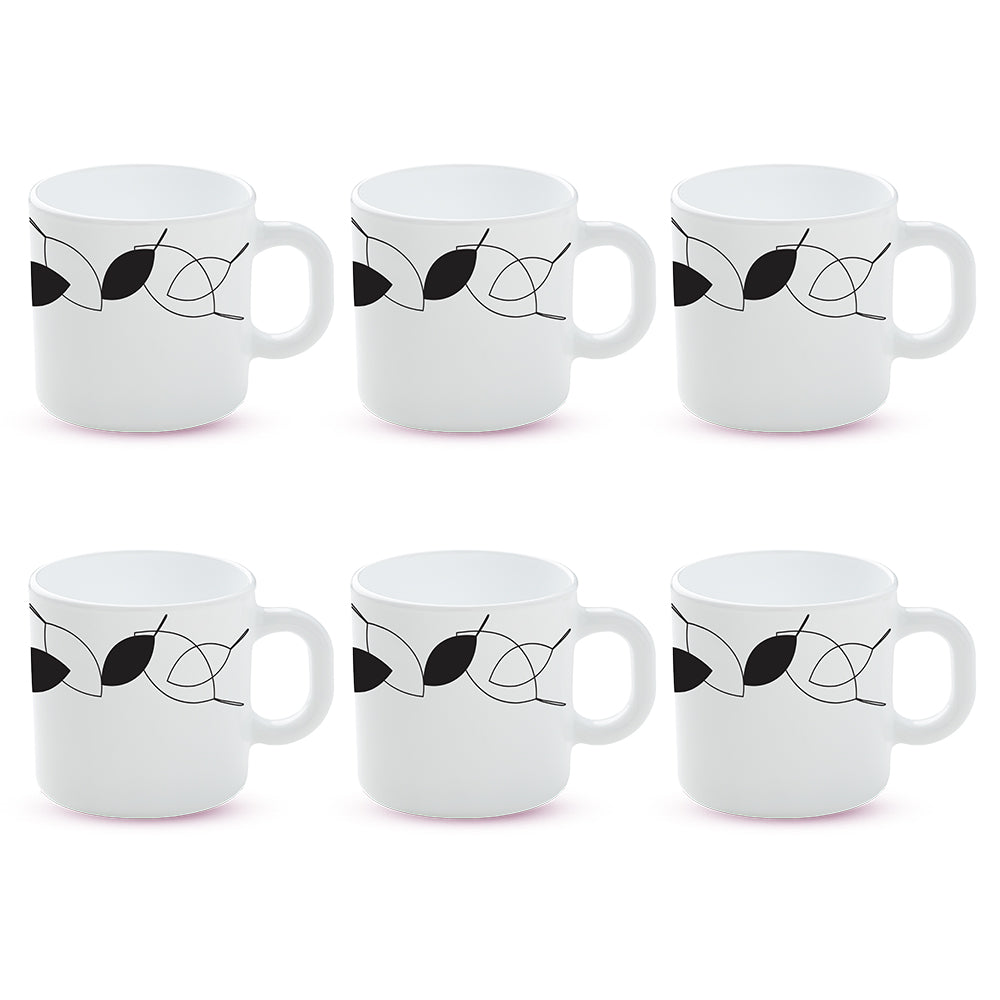 Larah by Borosil Shadow Mug Set, 180ml x 6