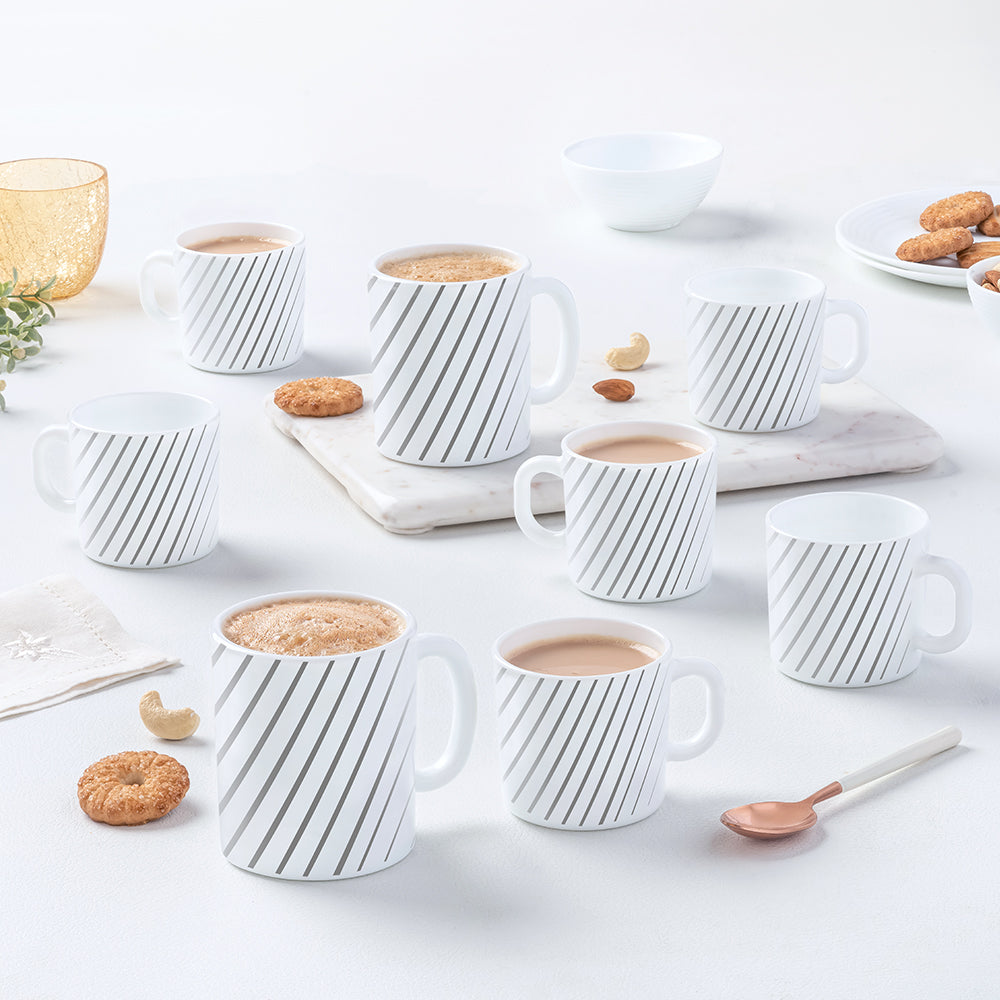 Larah by Borosil Silver Ray Mug Set, 8 pc
