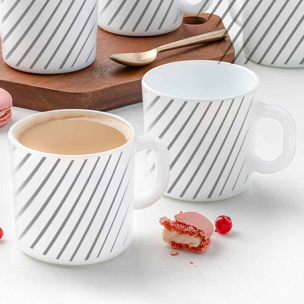 Larah by Borosil Silver Ray Mug Set, 8 pc