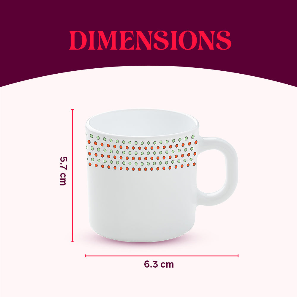 Larah by Borosil Waltz Mug Set, 180ml x 6