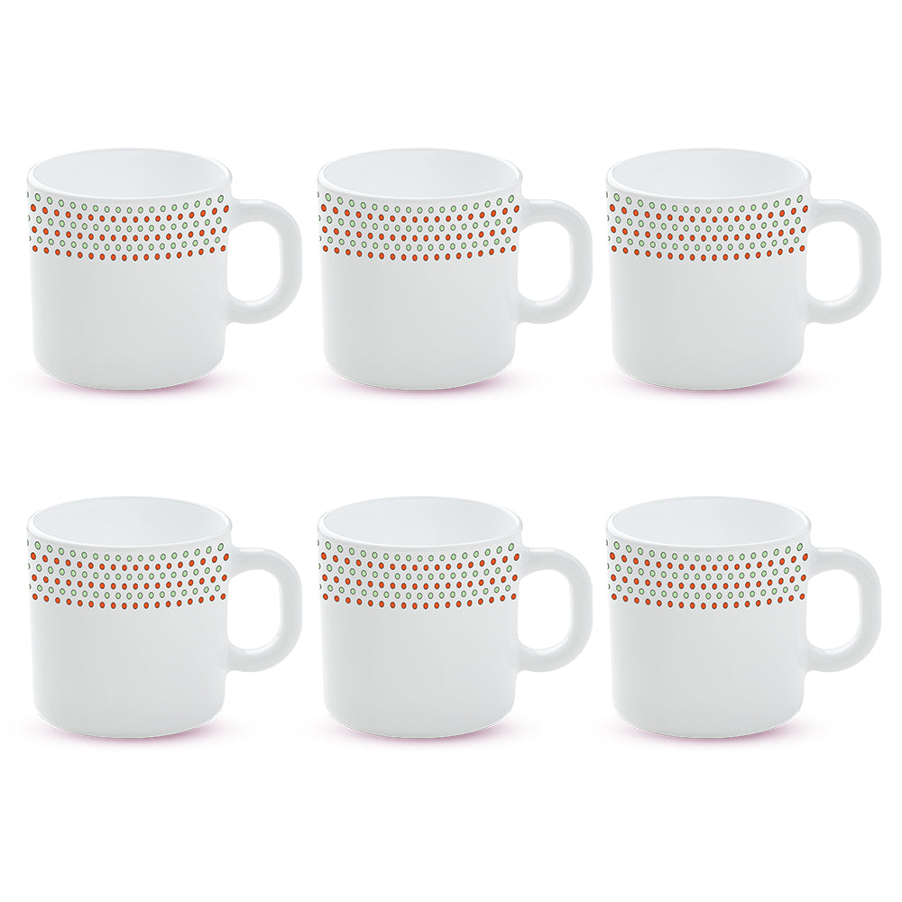 Larah by Borosil Waltz Mug Set, 180ml x 6
