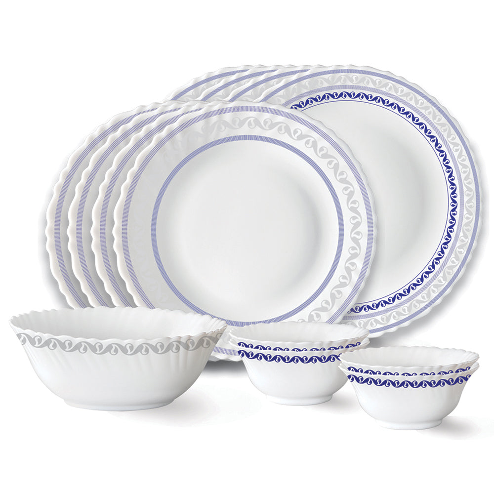 Larah by Borosil Jazzblue Dinner Set, 45 pc