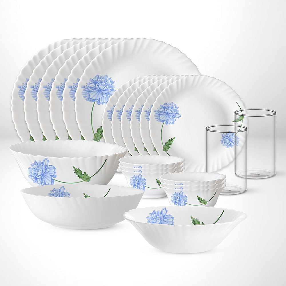 Larah by Borosil Blue Mist Dinner Set, 27 pc