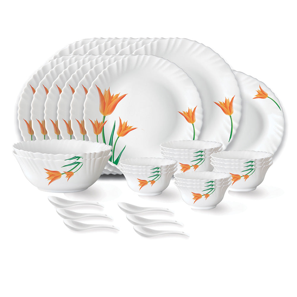 Larah by Borosil Firefly Dinner Set, 45 pc
