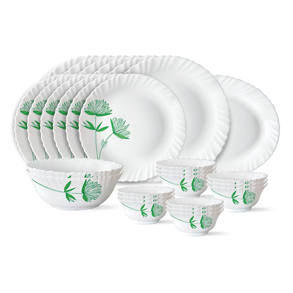 Larah by Borosil Green Lily Dinner Set, 21 pc
