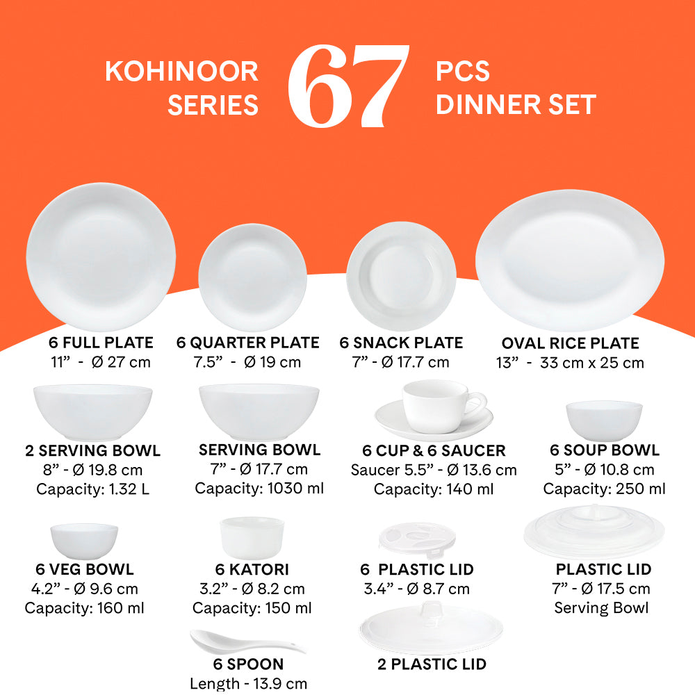 Larah by Borosil Amer Dinner Set, 44 pc