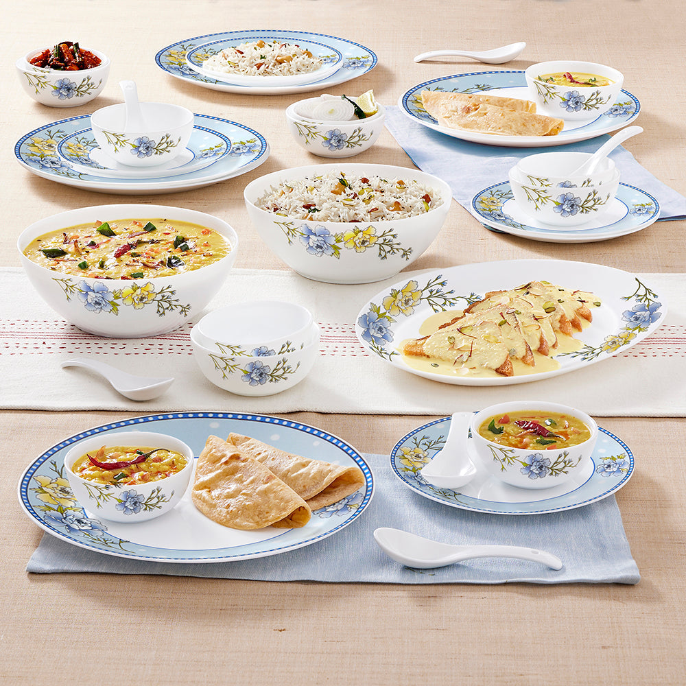 Larah by Borosil Blue Sapphire Dinner Set, 45 pc