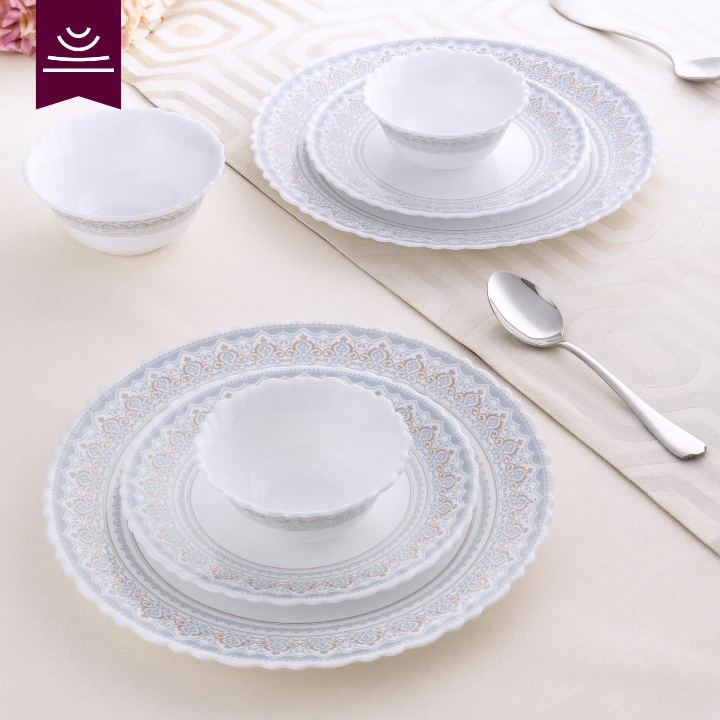 Larah by Borosil Classic Dinner Set, 33 pc