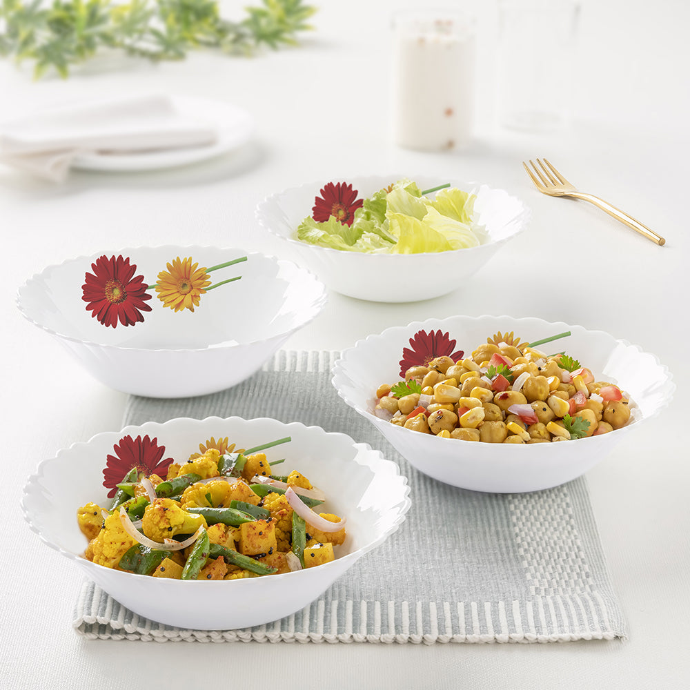 Larah by Borosil Zinnia Multipurpose Bowl, 4 pc Set