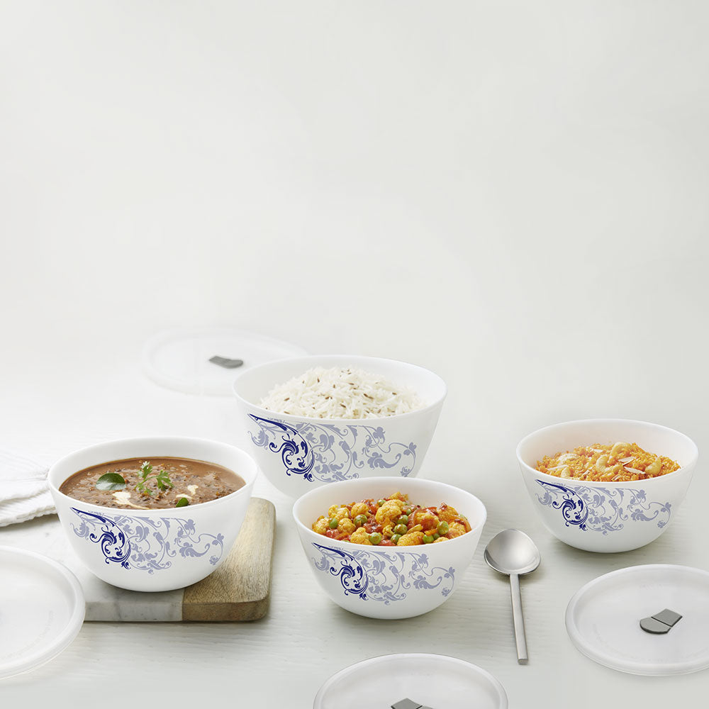 Larah by Borosil Ayana Mixing Bowl Set w Lid, 6 pc Set (500ml + 750ml + 1 L)