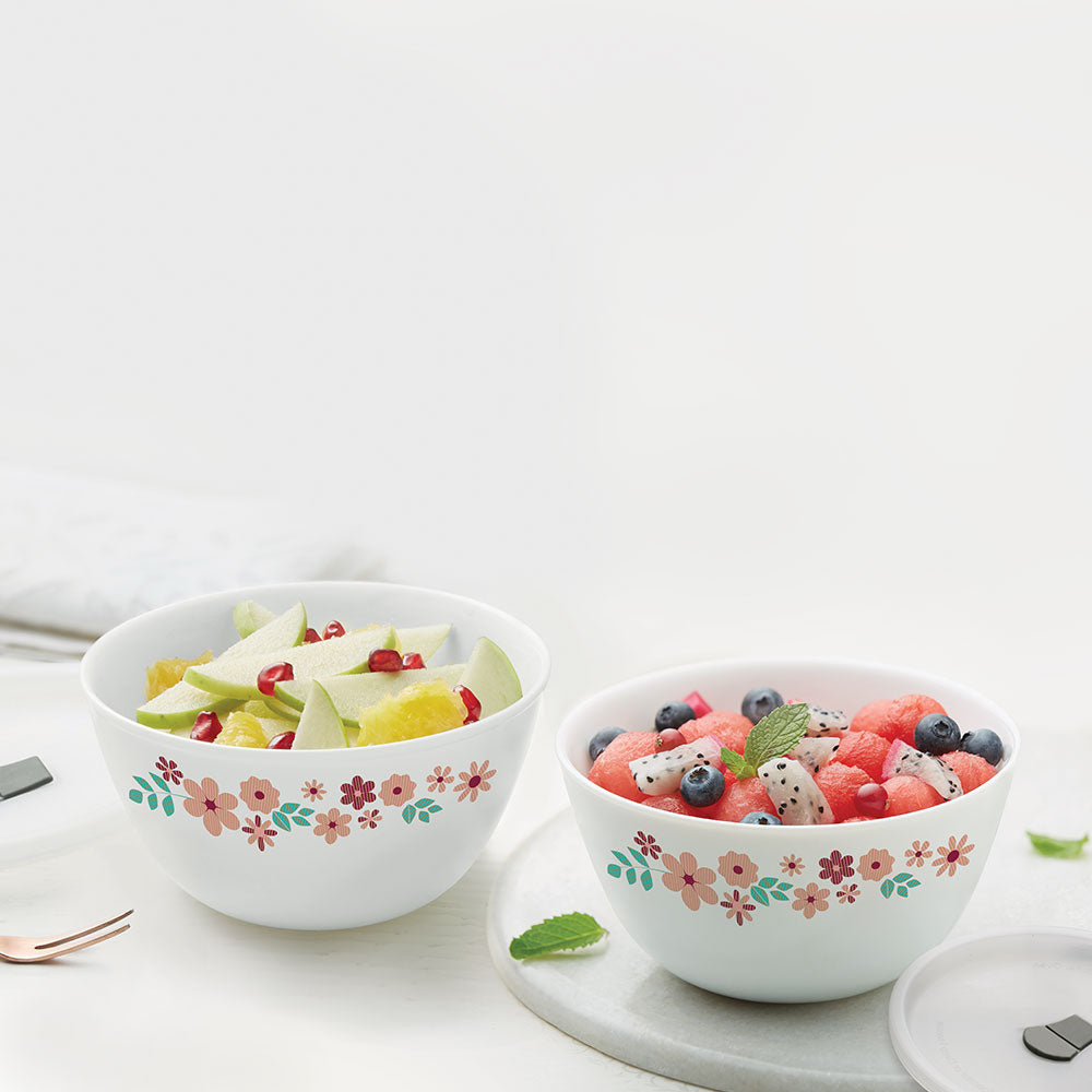 Larah by Borosil Ayana Mixing Bowl Set w Lid, 6 pc Set (500ml + 750ml + 1 L)