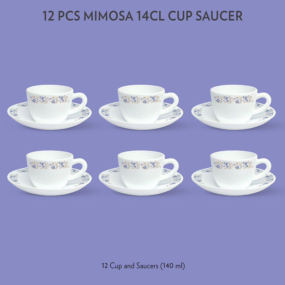 Larah by Borosil Mist Cup n Saucer Set, 140ml x 8