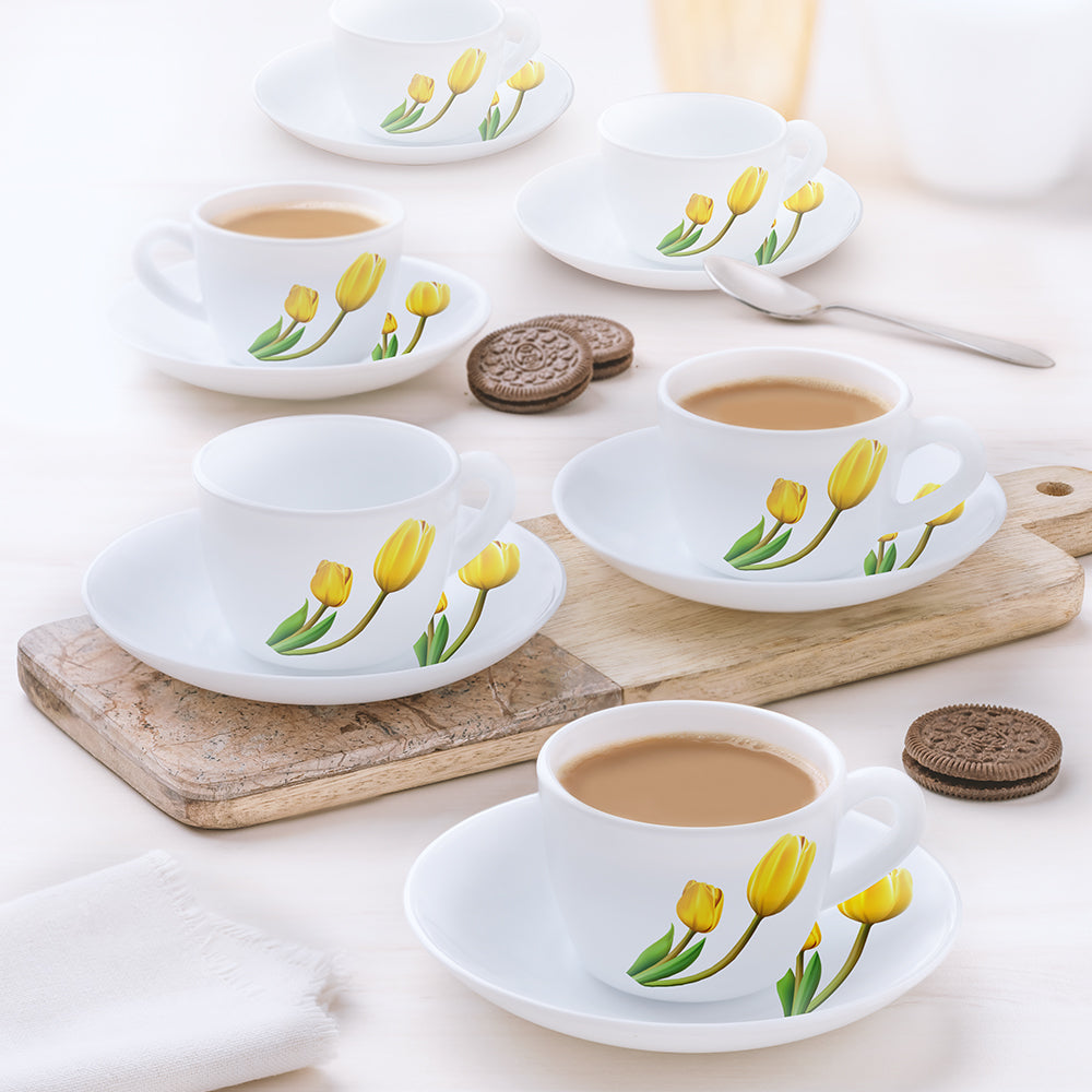 Larah by Borosil Lyana Cup n Saucer Set, 220ml x 12