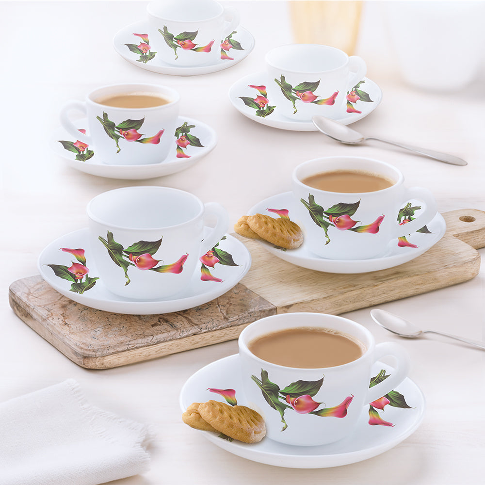 Larah by Borosil Stargazer Cup n Saucer Set, 140ml x 8