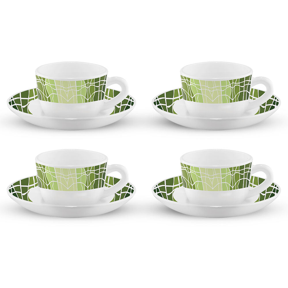 Larah by Borosil Beryl Cup n Saucers Set, 220ml x 12