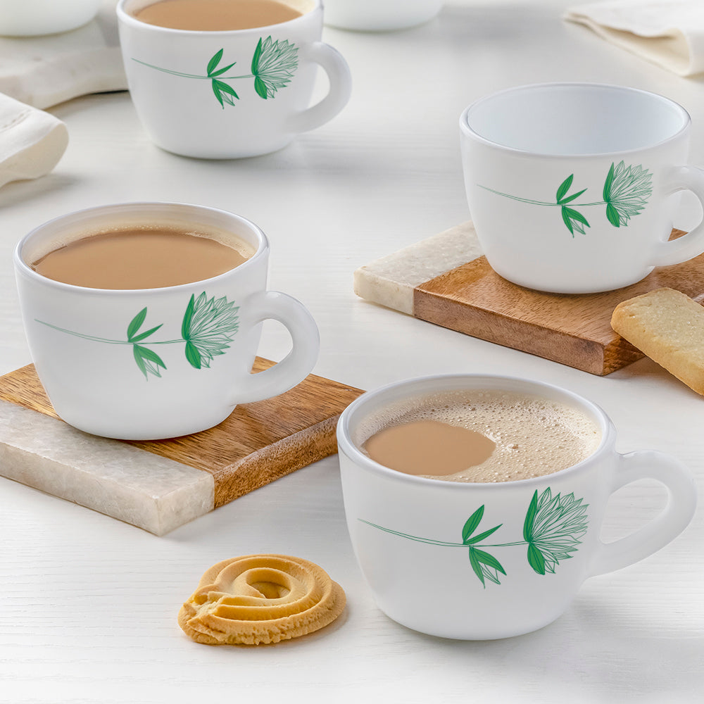 Larah by Borosil Green Lily Cup Set, 90ml x 6