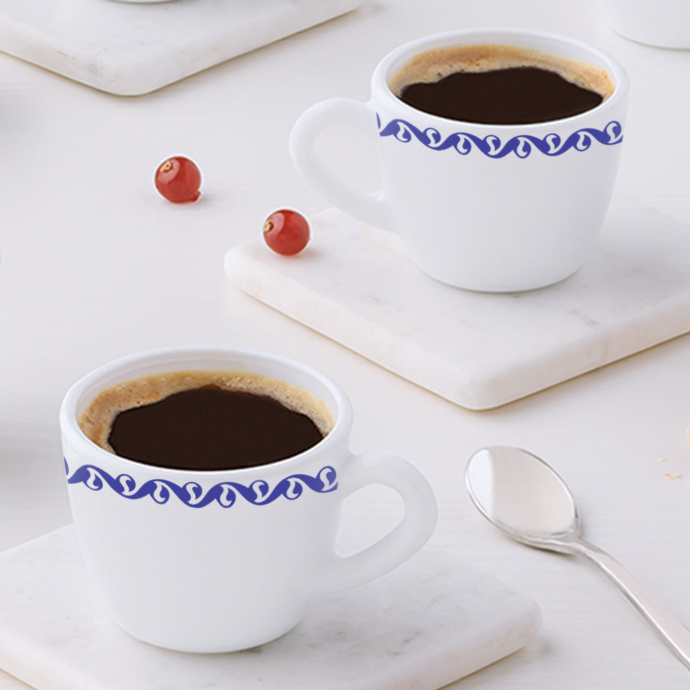 Larah by Borosil Jazzblue Cup Set, 90ml x 6