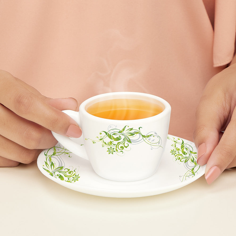 Larah by Borosil Erba Cup n Saucer Set, 220ml x 12