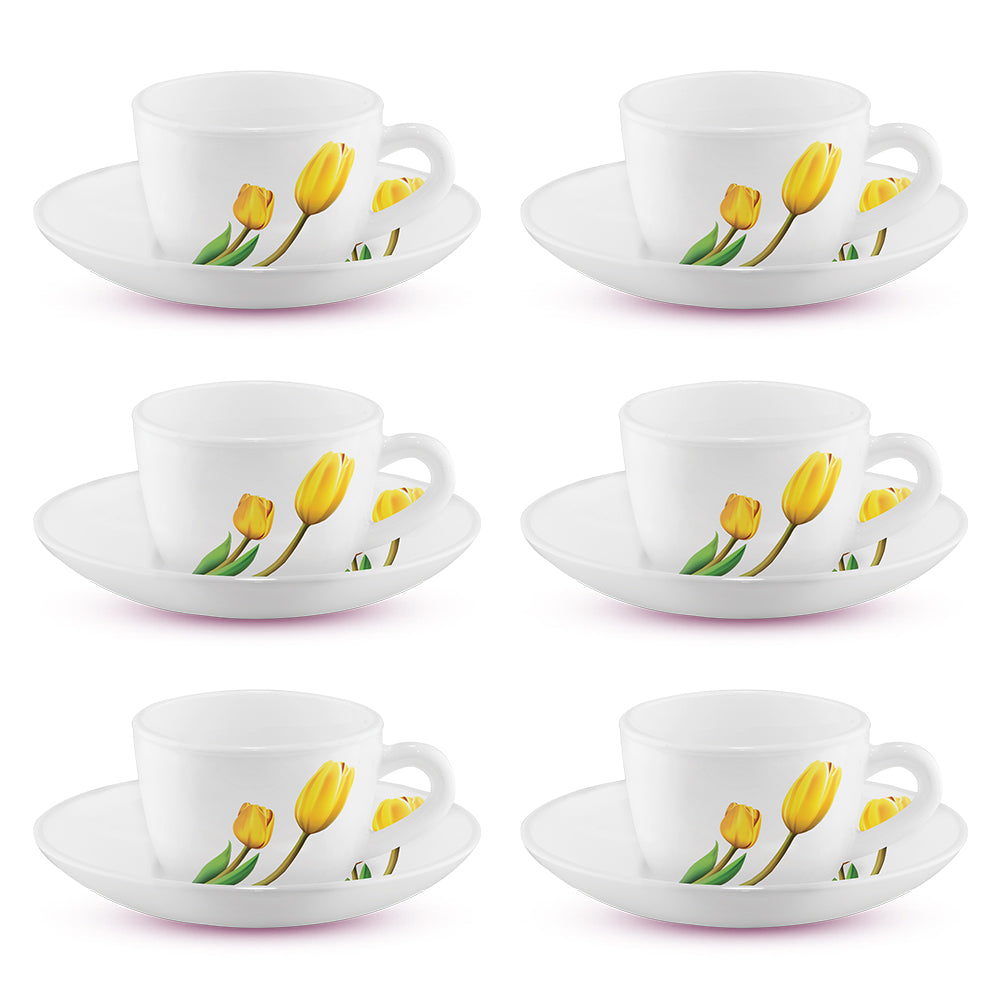 Larah by Borosil Lyana Cup n Saucer Set, 220ml x 12