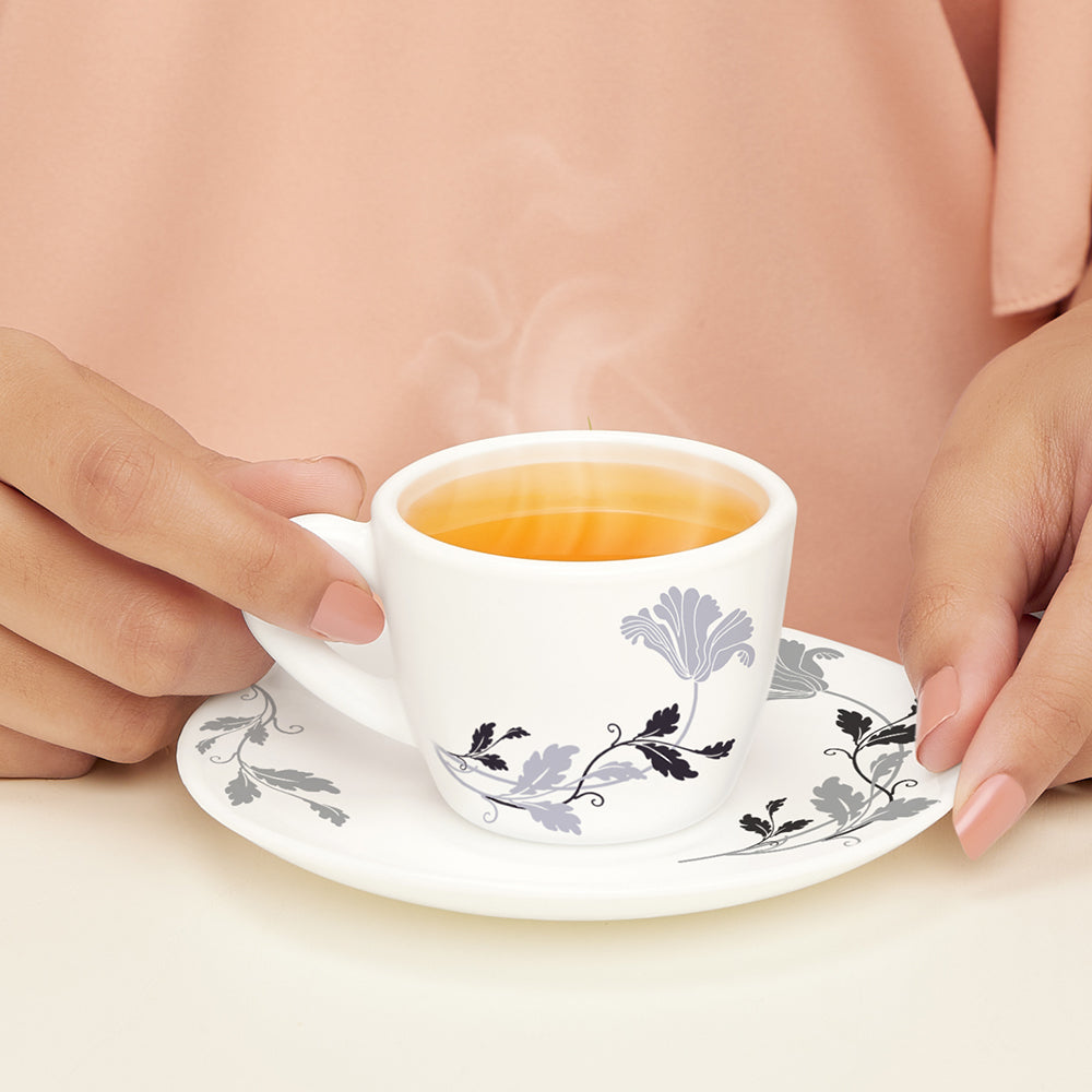 Larah by Borosil Millenia Cup n Saucer Set, 220ml x 12
