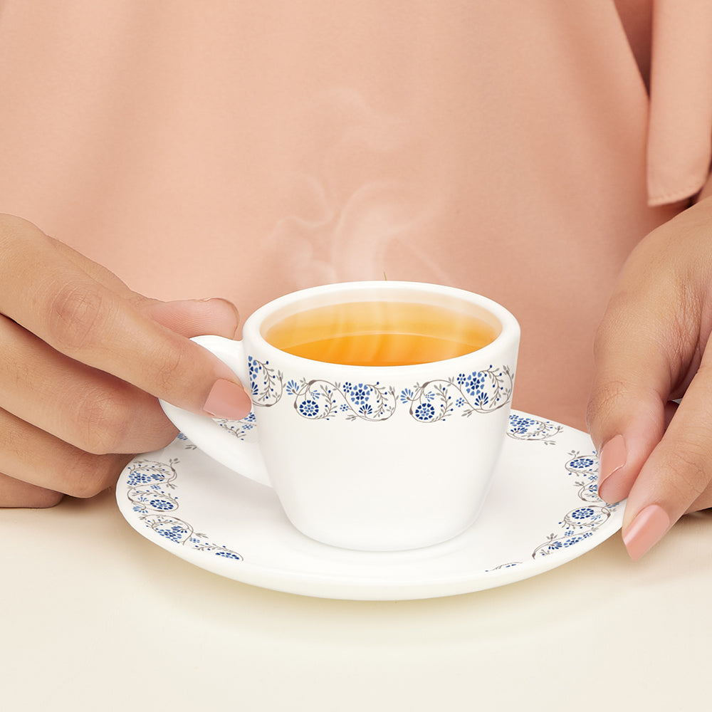 Larah by Borosil Mist Cup n Saucer Set, 140ml x 8